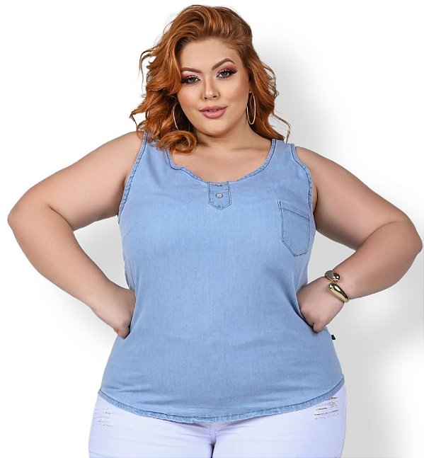 Blusa de Alça ou Regata Jeans Stretch Leve Pequenos Defeitos XP AO G5