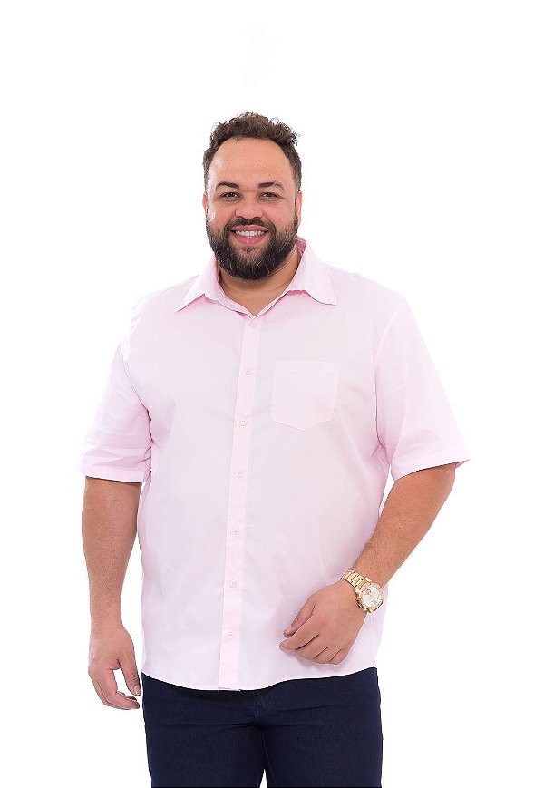 Camisa Tricoline com Elastano Masculina Rosa XP ao G5 2950
