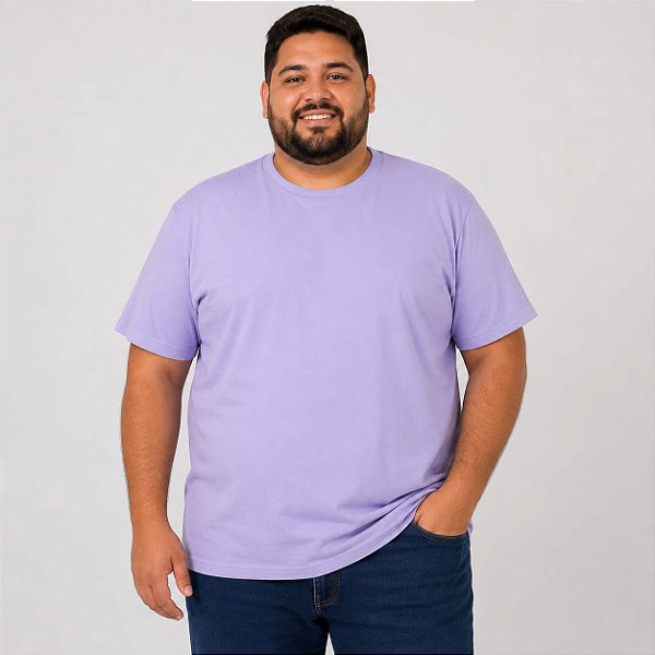 Camiseta Básica Masculina Plus Size Lilás Masculina XP ao G5