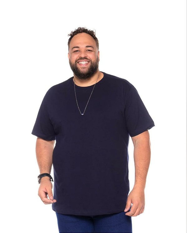Camiseta Básica  Plus Size Azul Marinho XP a G5