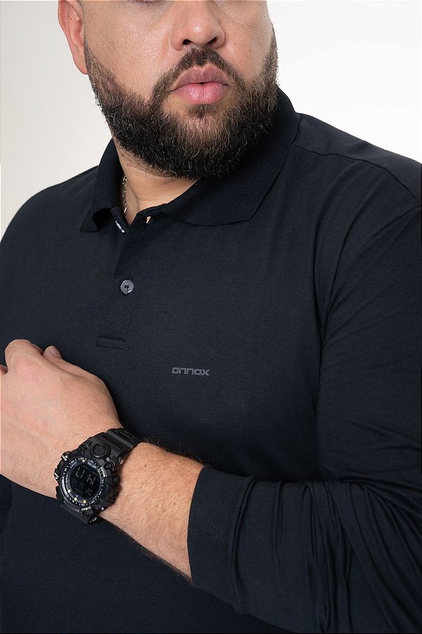 Camisa Polo Manga Longa Preta XP ao G5