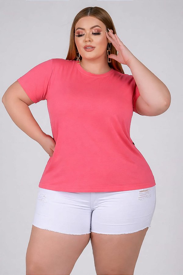 Kit com 3 Camisetas Básicas Feminina 100% Algodão Plus size Do XP ao G5