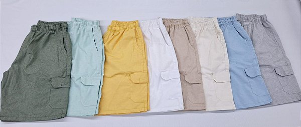 Bermuda Algodão Masculina c/ Elástico e Cordão Cores Variadas Pequenos Defeitos