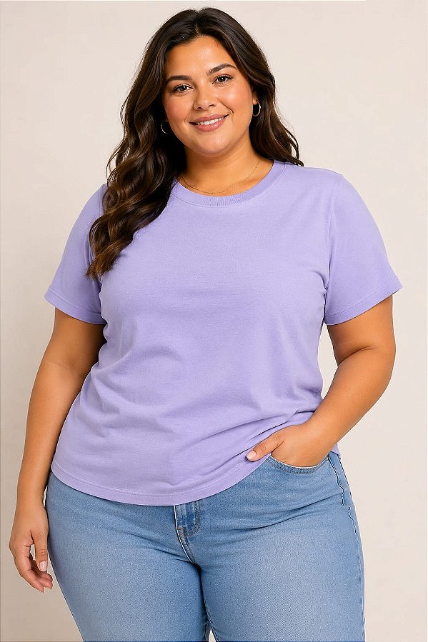 Camiseta Básica Feminina Lilás Plus size do XP ao G5