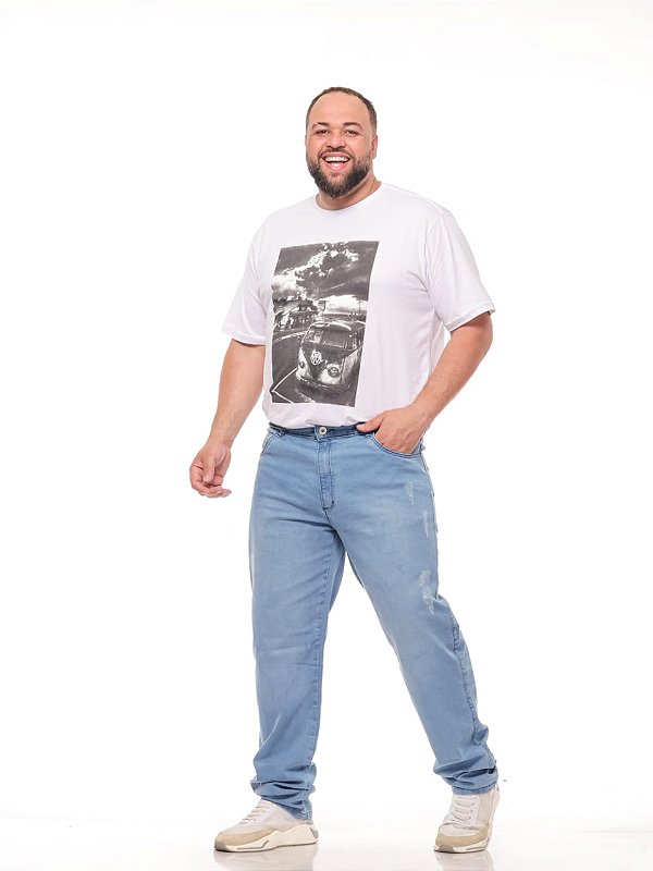Calça Jeans Stretch Masculina Clear com Puído Plus Size 50 ao 80 2252