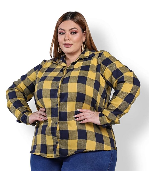 Camisa Feminina Xadrez Flanela Amarela XP ao G5 3244