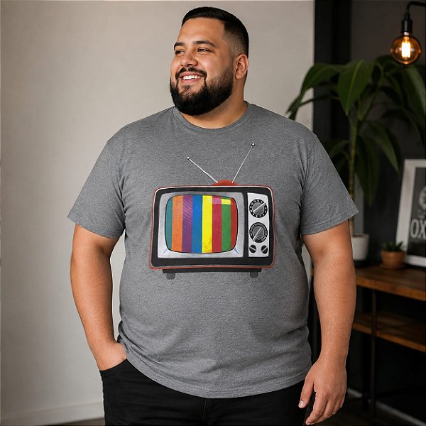 Camiseta Masculina Estampa TV Retrô Chumbo Plus Size XP ao G5