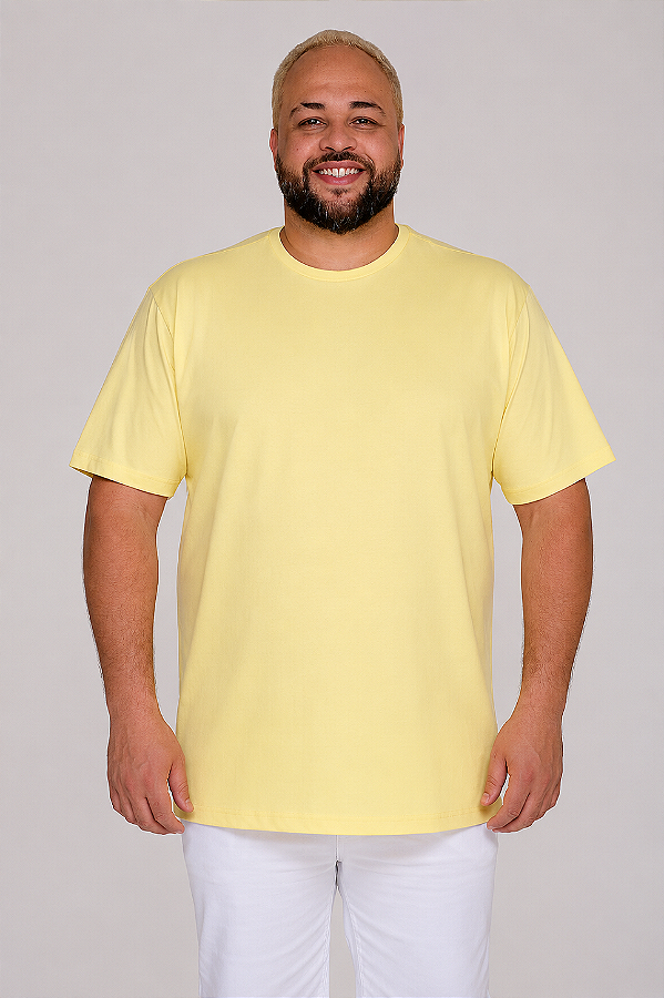 Camiseta Masculina Básica Amarela Plus Size XP Ao G5