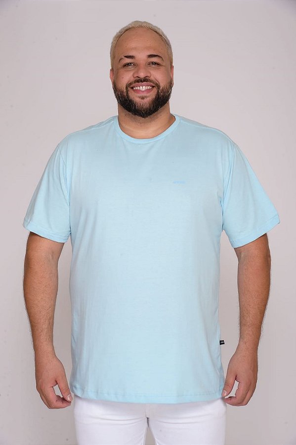 Camiseta Masculina Básica Azul Claro Plus Size XP Ao G5