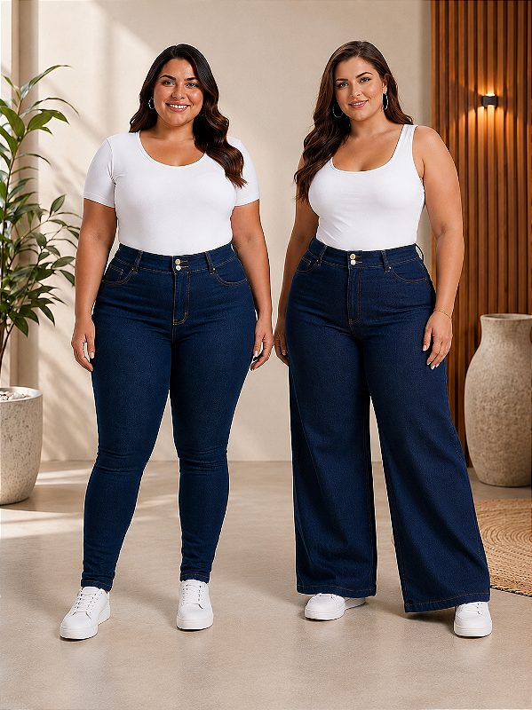 Kit 2 Calças Feminina Jeans com Elastano Pequenos Defeitos