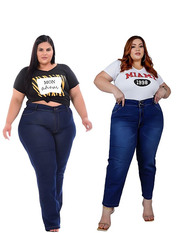 Kit 2 Calças Feminina Jeans com Elastano Pequenos Defeitos