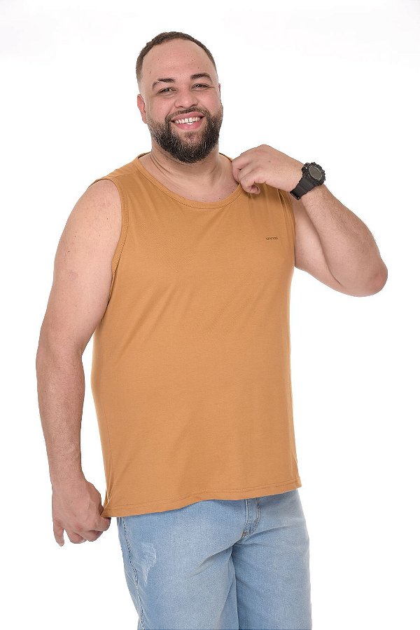 Camiseta Regata Basica Caramelo Plus Size XP ao  G5