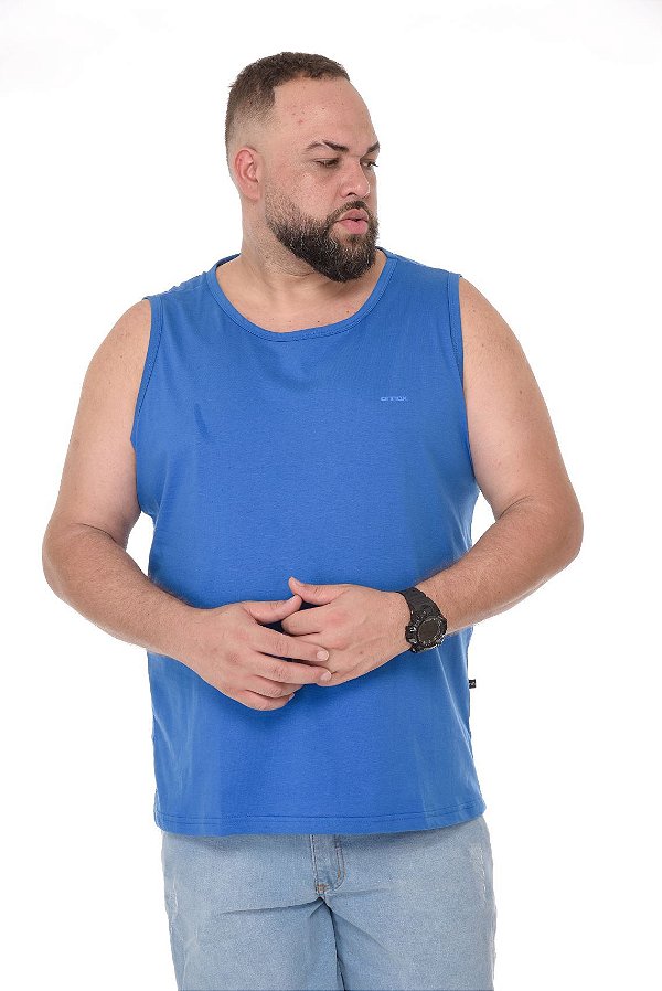 Camiseta Regata Basica Azul Plus Size XP ao  G5