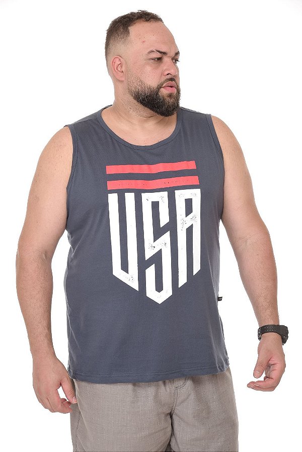 Camiseta Regata USA Chumbo Plus Size XP ao  G5