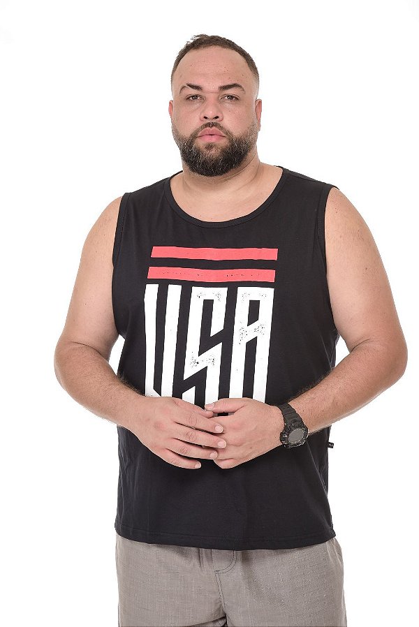 Camiseta Regata USA Preta Plus Size XP ao  G5