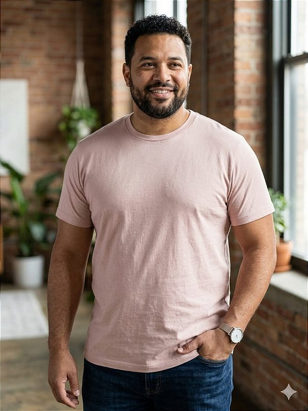 Camiseta Básica Salmão Masculina Plus Size XP Ao G5