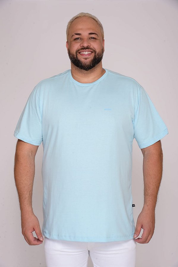 Camiseta Básica Azul Bebê Masculina Plus Size XP Ao G5