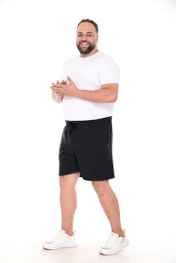 Bermuda Masculina Tactel Elastano Plus Size Preta