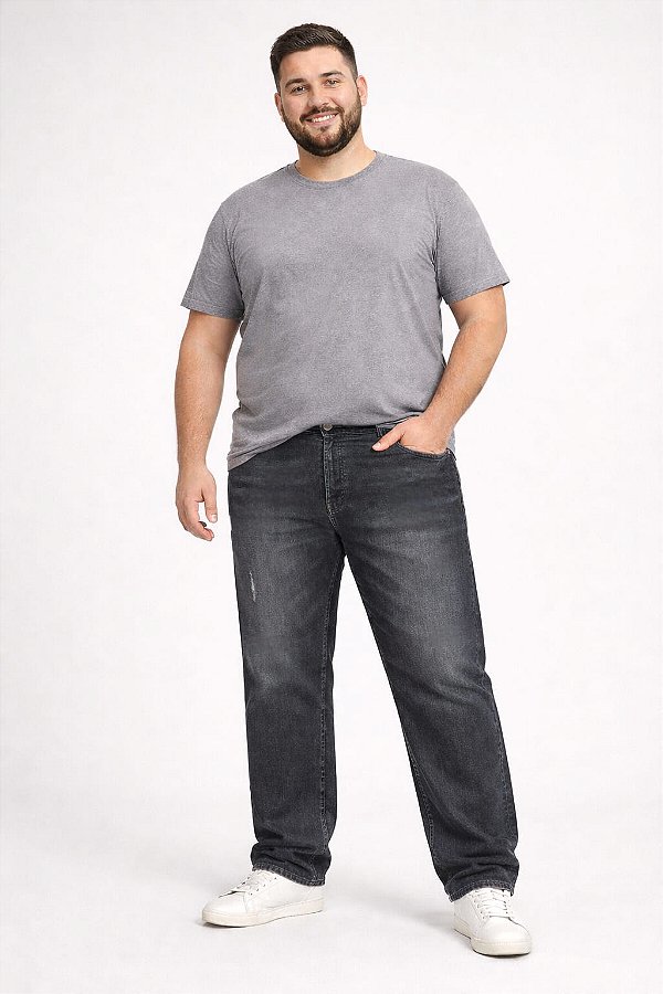 Calça Reforçada Jeans Grosso Stretch Black c/ Used Plus Size Masculina 46 ao 76 2293