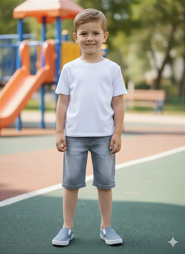 Bermuda Jeans Stretch Infanto Juvenil com Puído e Regulador do 10 ao 16 1685