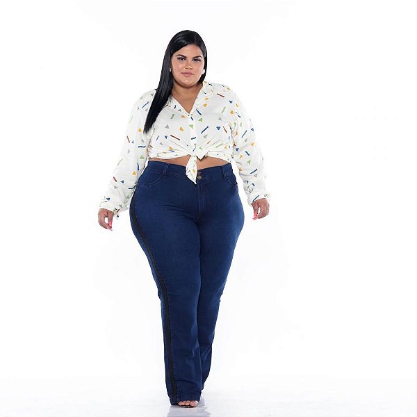 Kit 2 Calças Jeans Flare  Feminina Plus Size 44