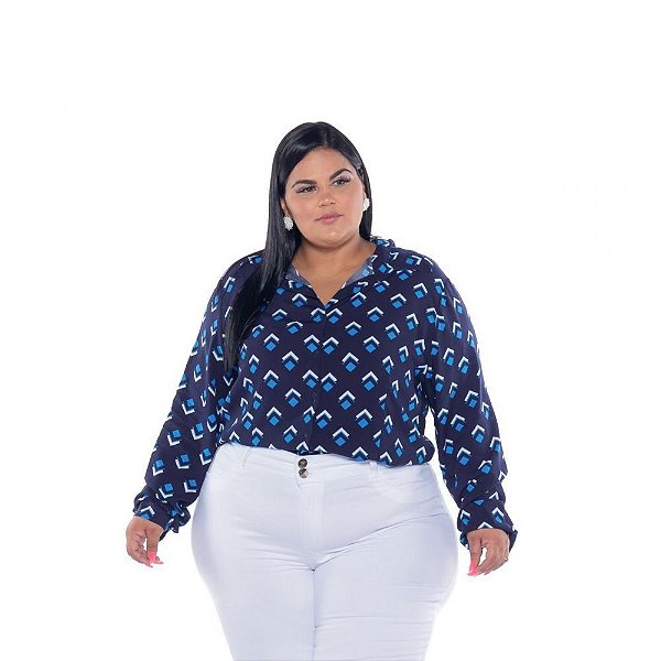 Camisa Feminina Viscose Estampada Triângulo Plus Size XP ao G5