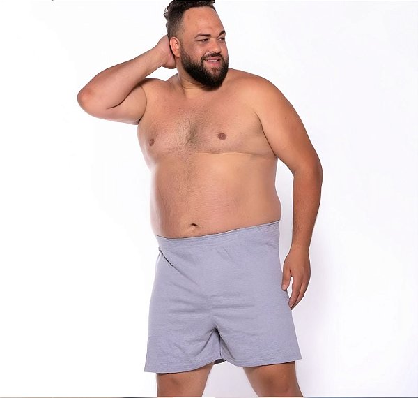 Cueca Samba Canção Cinza Mescla Plus Size 1001