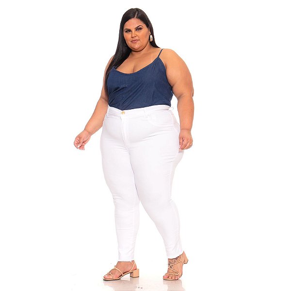 Calça Branca Feminina Sarja Stretch Skiny ou Flare Pequenos Defeitos 44 ao 70