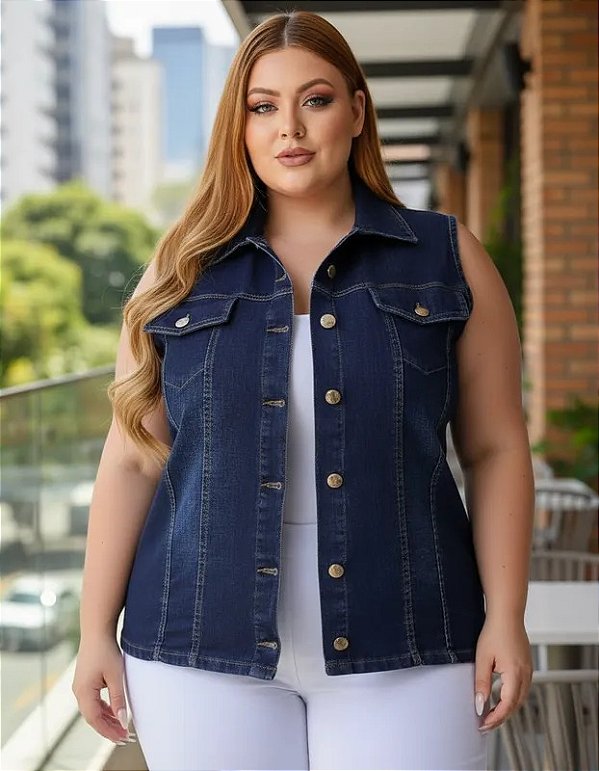 Colete Jeans Strech Feminino Plus Size XG ao G5 3354