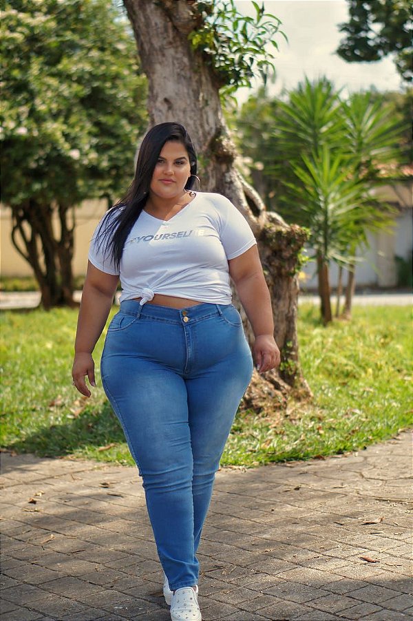 Calça Jeans Stretch Delavê Feminina Plus Size 3132