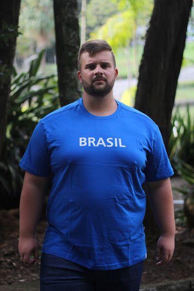 Camiseta Masculina100% Algodão Brasil Azul Plus Size