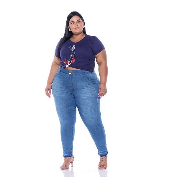 Calça Cropped Jeans Stretch Feminina Plus Size   3181