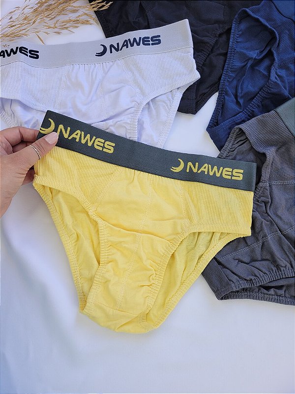 Kit 03 Cueca Slip de algodão c/ Cós Nawes - N10