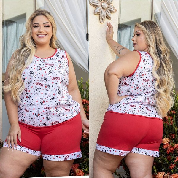 Pijama Curto feminino Plus Size  - Algodão EXG