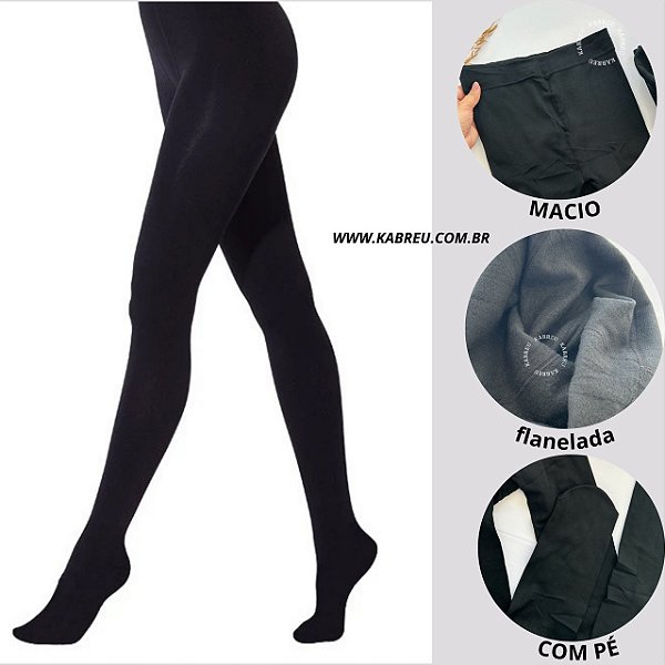Meia Calça Flanelada fio 80 Térmica COM PÉ
