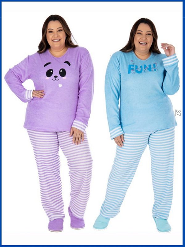 Pijama Plush Feminino Plus Size | Pijama Victory - Sophia Plus 23127