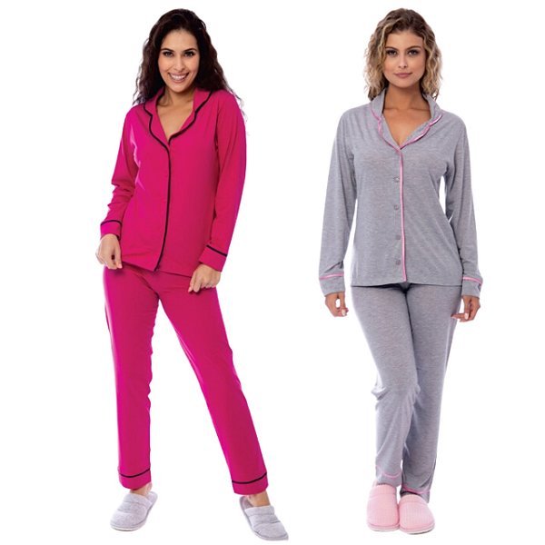 Pijama Americano Feminino Luxo - Pijama com Botão