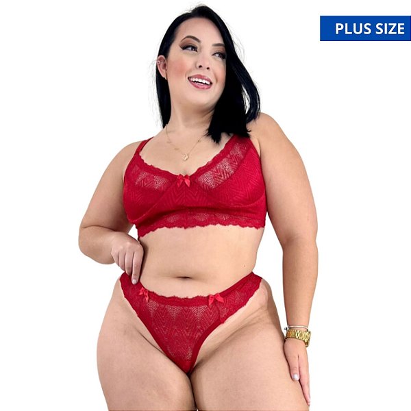 Conjunto Sem Bojo Rendado Plus Size #desconto