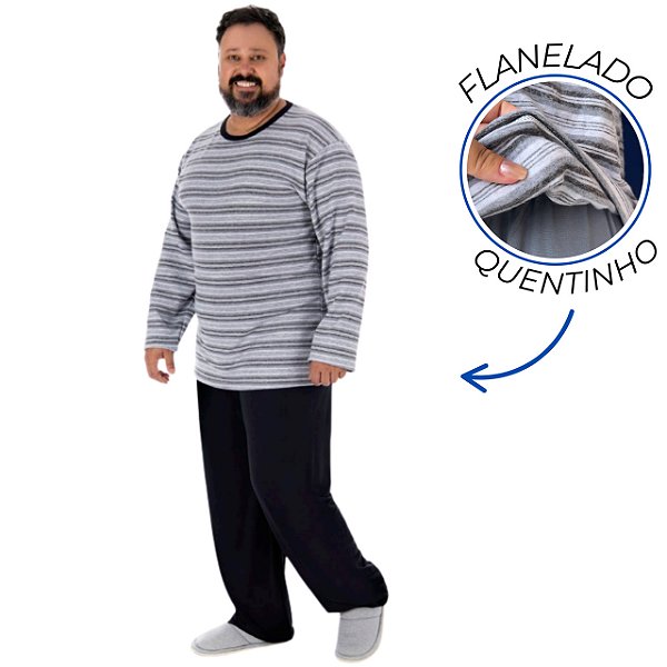 Pijama Masculino Plus Size - Suede Flanelado