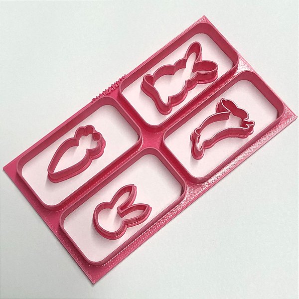 Cortador Alta Produção - Retangular 6x3cm com 4 mini cortadores Páscoa
