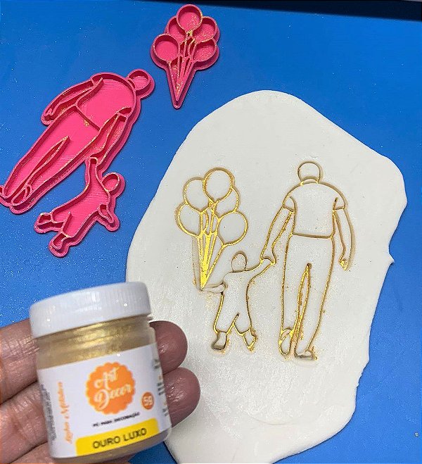 Kit Dupla Marcador Dia dos Pais e Pó de Decoração - Técnica Pintura Canva Cake