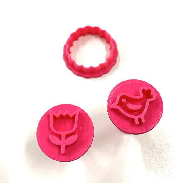 Dupla Carimbos para Brigadeiros com Cortador - Tema Jardim
