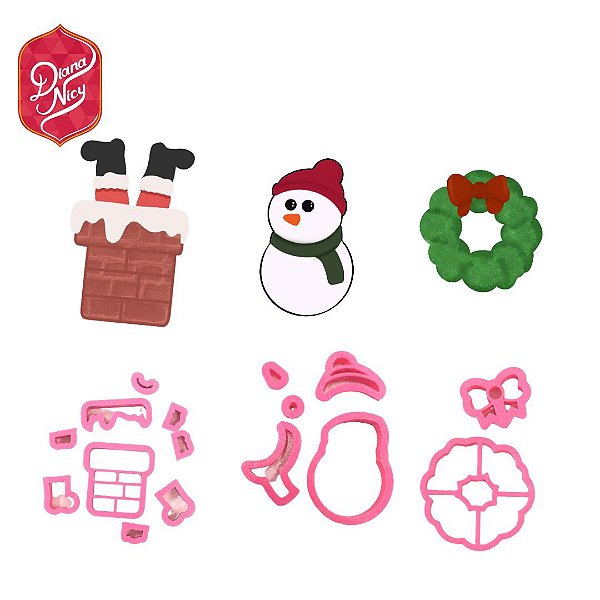 Kit Cortador Tema Natal Modelo 1 (para pasta)