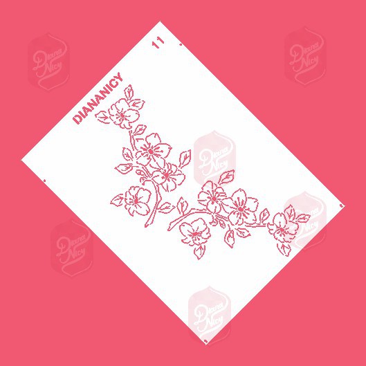Estêncil Diananicy Nº 11 - Stencil Ramo flores