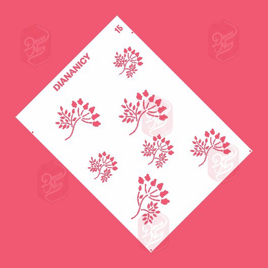 Estêncil Diananicy Nº 15 - Stencil Ramos e Flores