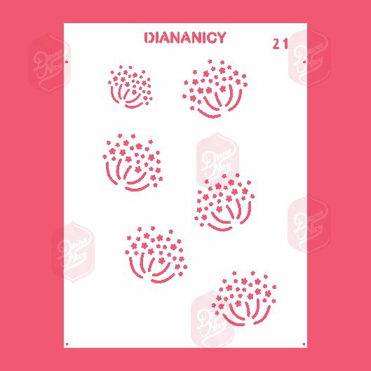 Estêncil Diananicy Nº 21 - Stencil Flor dente Leão