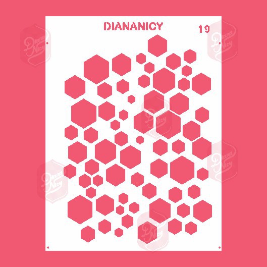 Estêncil Diananicy Nº 19 - Stencil Textura Hexágonos
