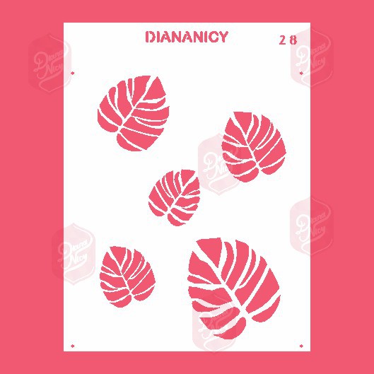 Estêncil Diananicy Nº 28 - Stencil Folhas de Adão