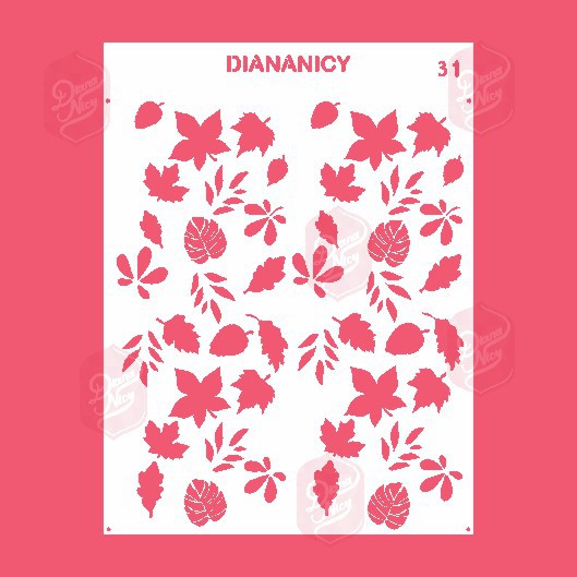Estêncil Diananicy Nº 31 - Stencil Diversas Folhagens Tropicais