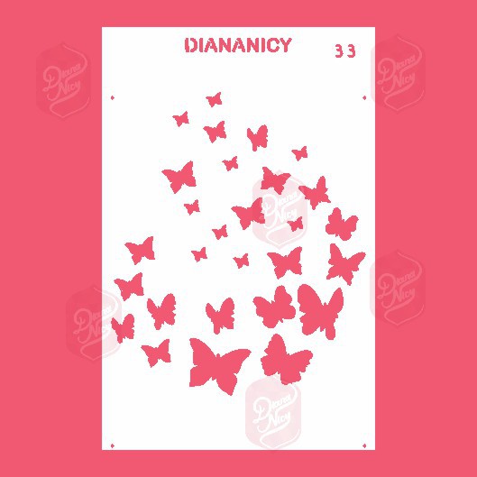 Estêncil Diananicy Nº 33 - Stencil Borboletas